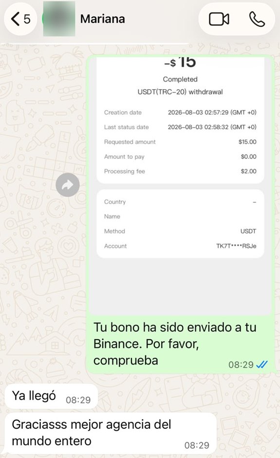 Un bono de $15 enviado desde nuestro propio presupuesto, y su respuesta.